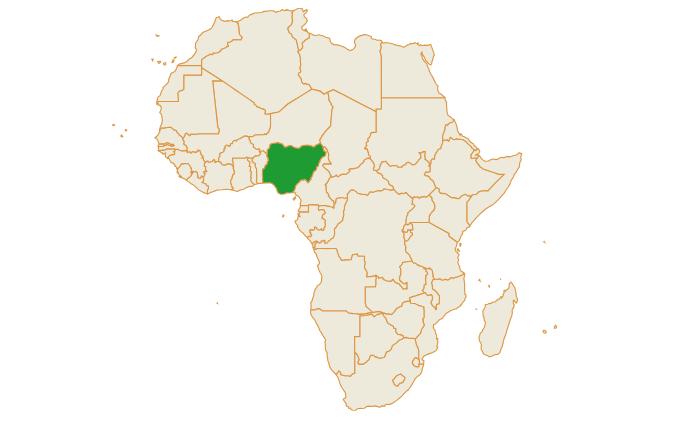 Map of Nigeria in Africa