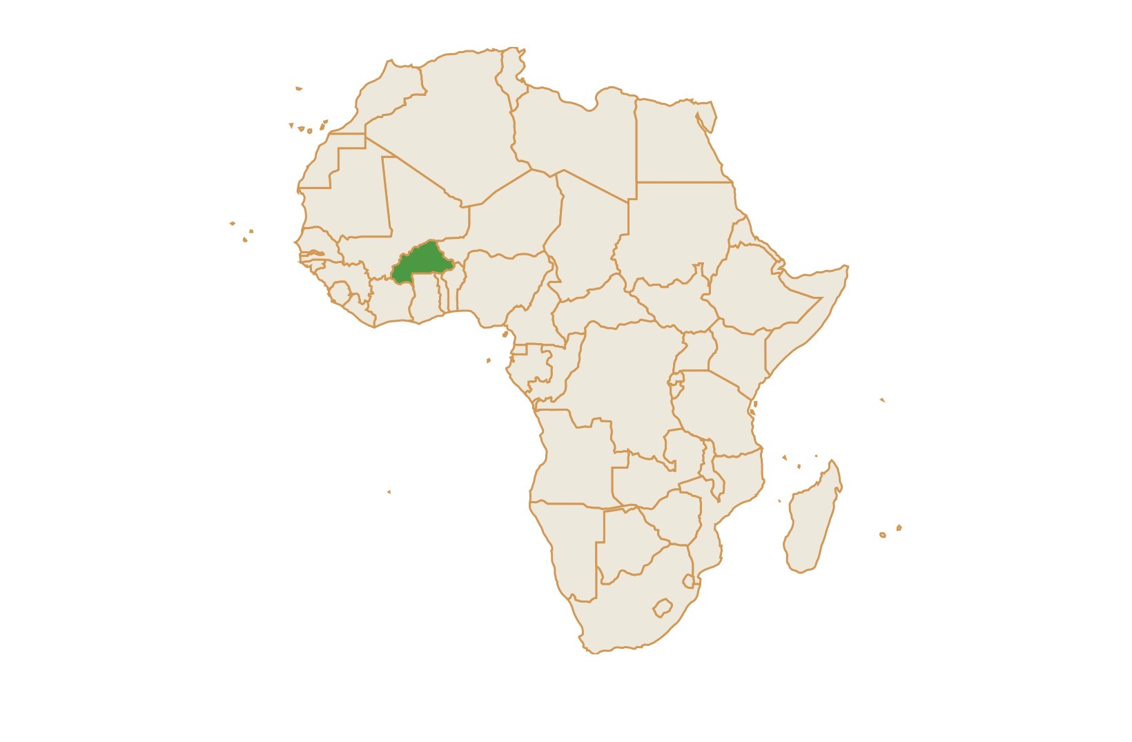 Map of Burkina Faso in Africa