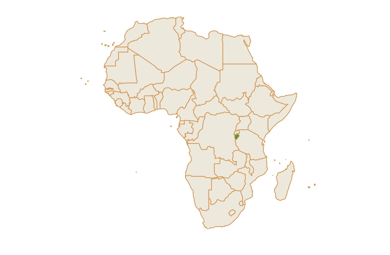 Map of Burundi in Africa