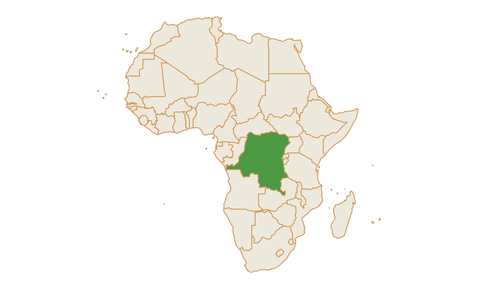 Map of DR Congo in Africa