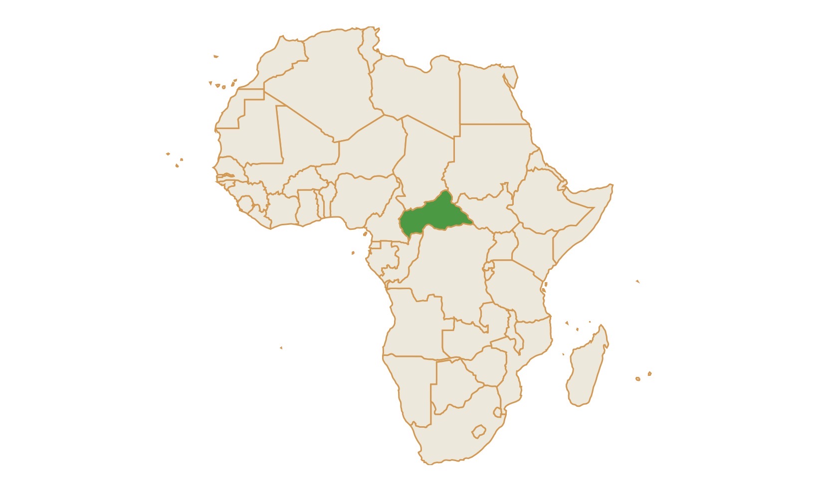 Map of Central African Republic in Africa