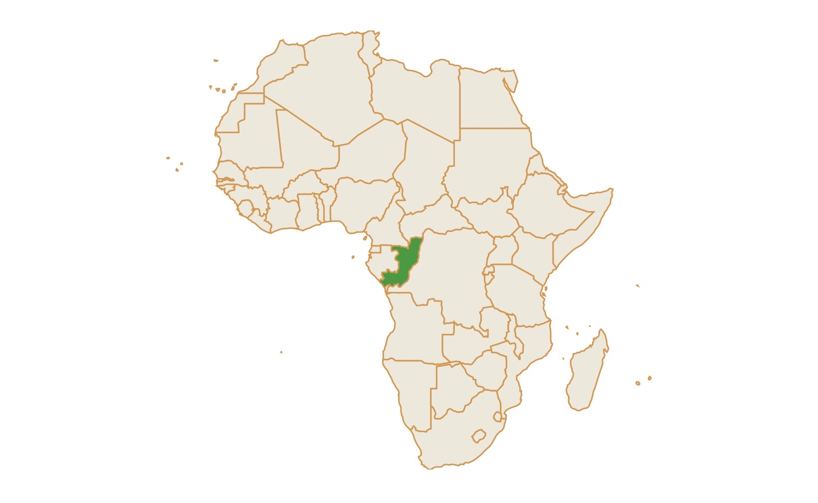 Map of Republic of Congo in Africa