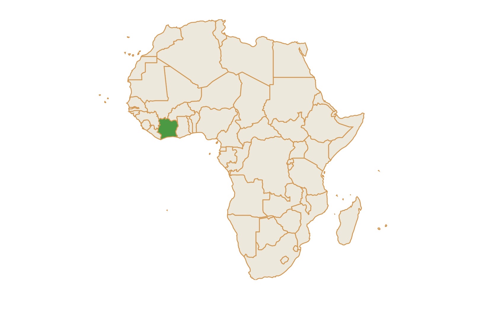 Map of Cote d'ivoire in Africa
