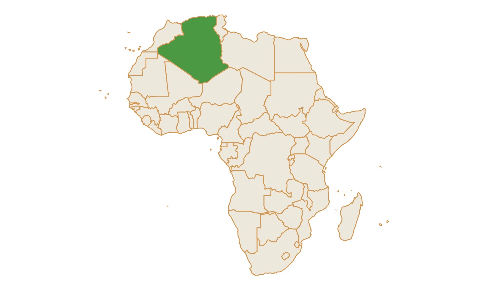 Map of Algeria in Africa