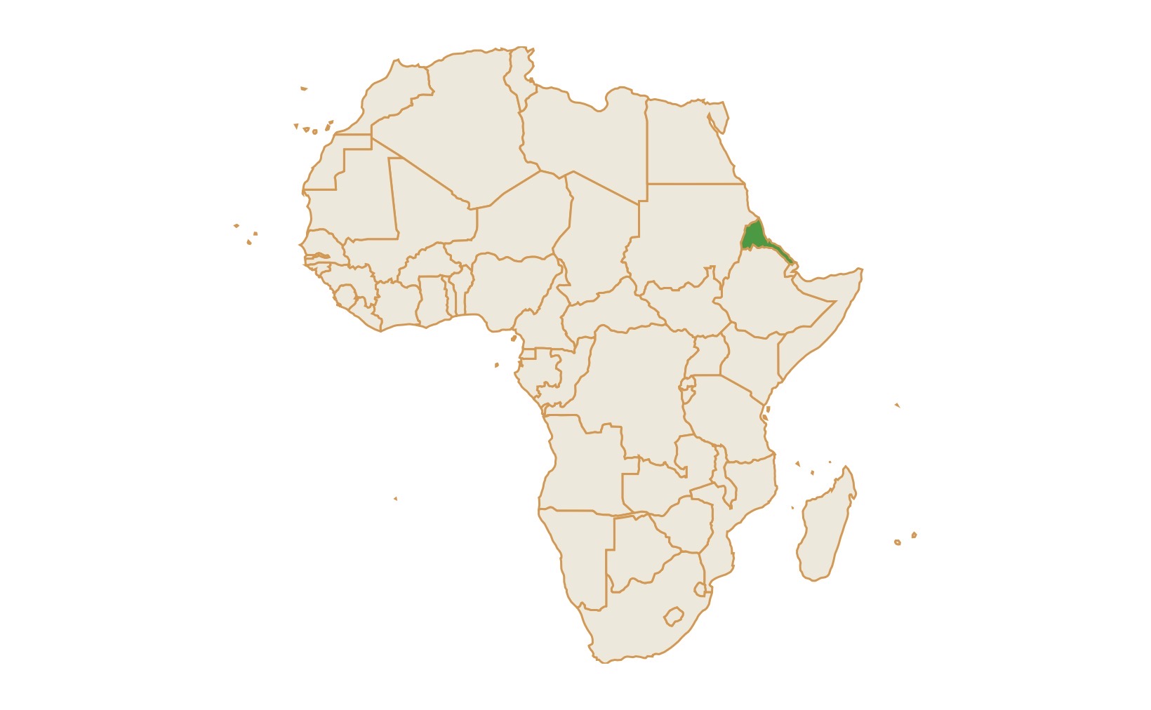 Map of Eritrea in Africa