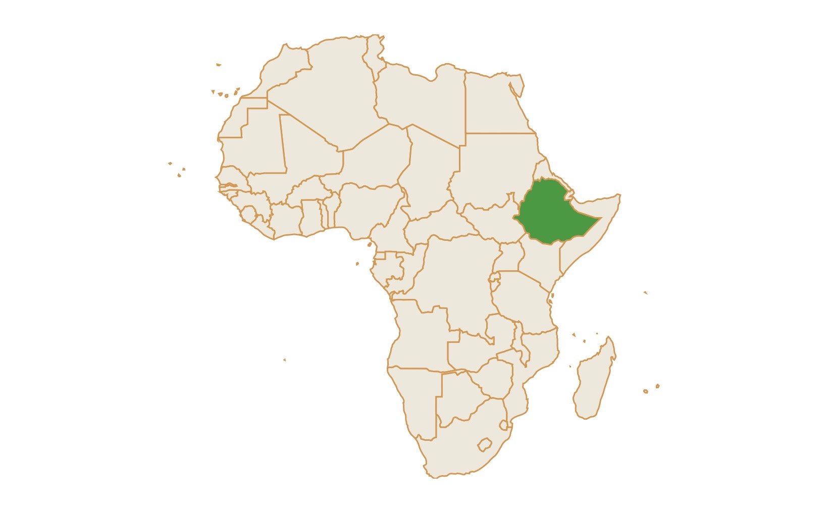 Map of Ethiopia in Africa