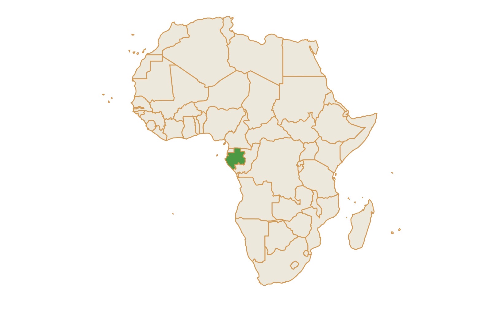 Map of Gabon in Africa