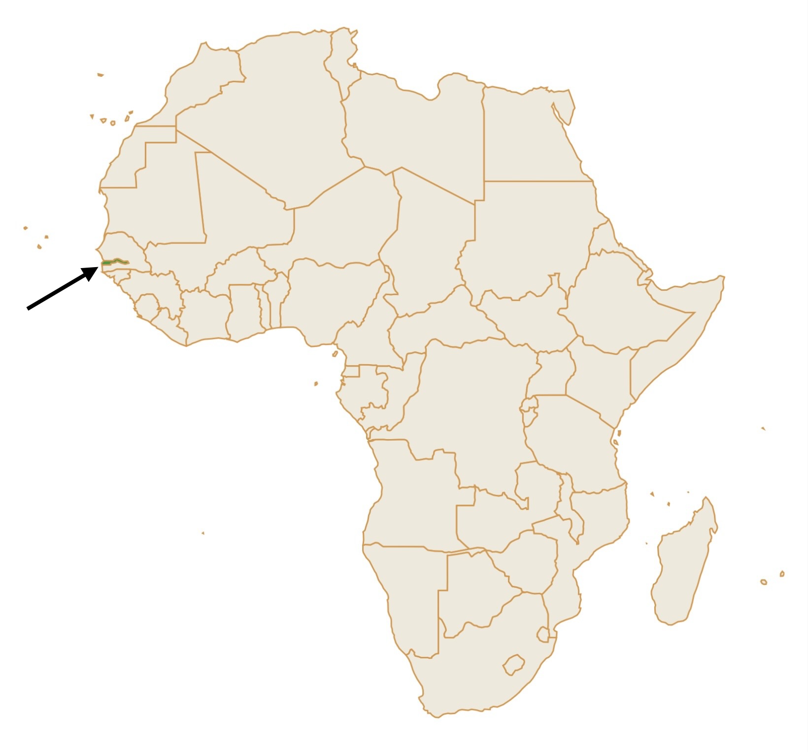 Map of Gambia in Africa