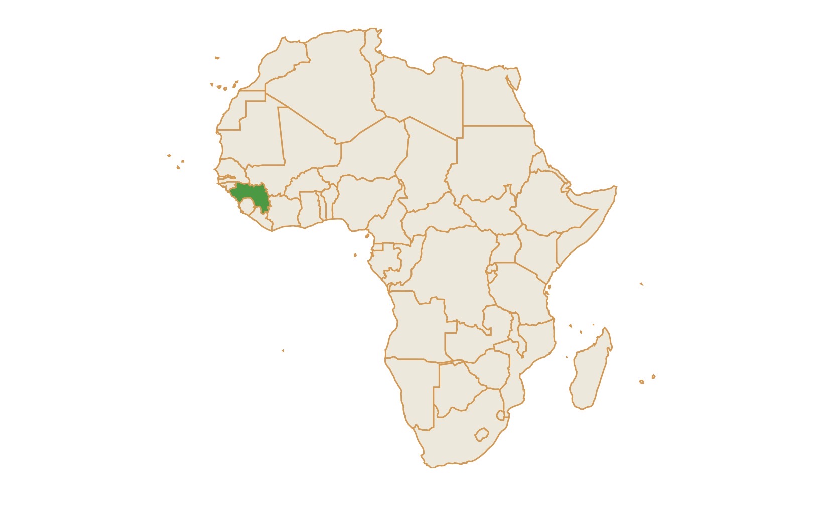 Map of Guinea in Africa