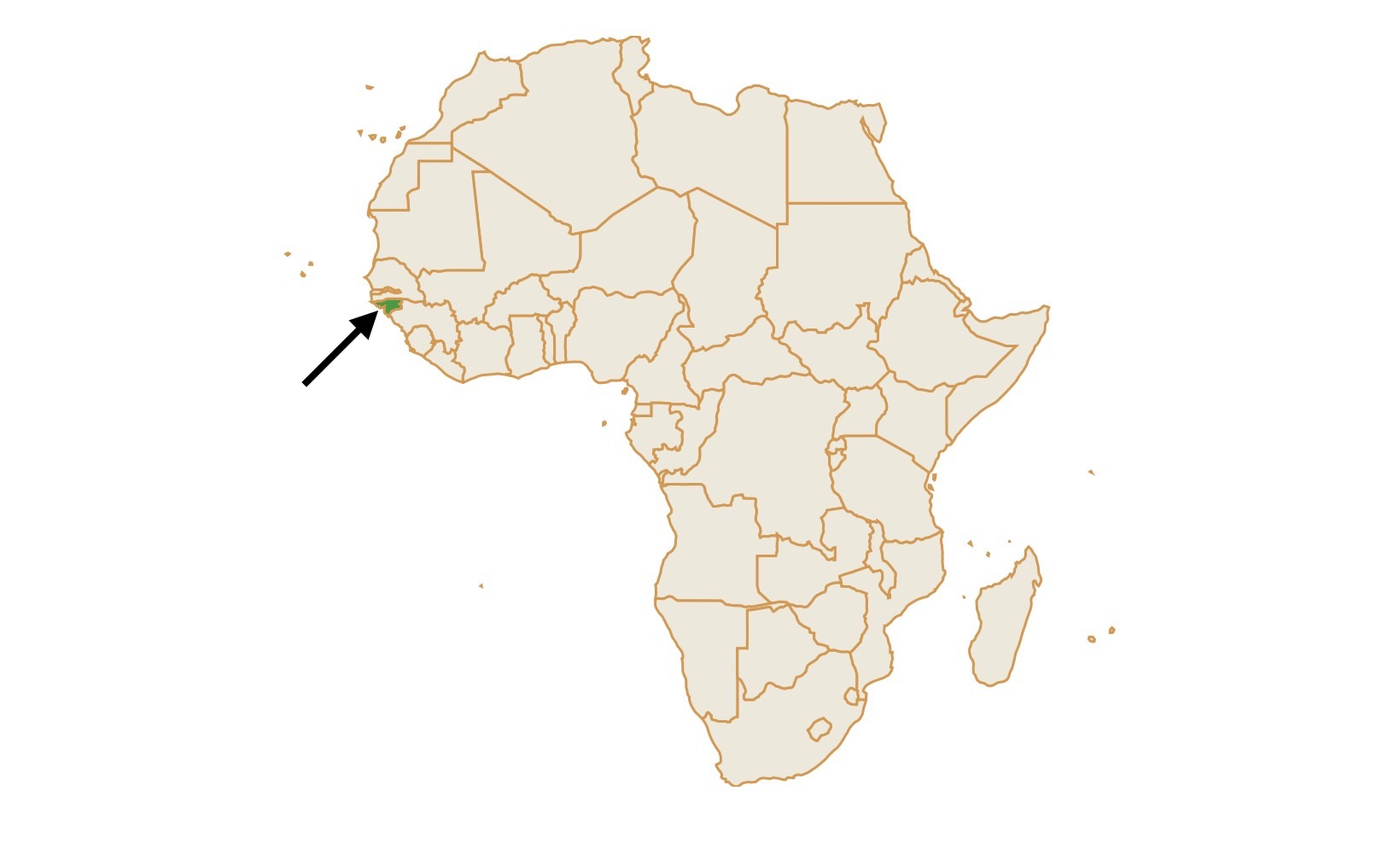 Map of Guinea-Bissau in Africa
