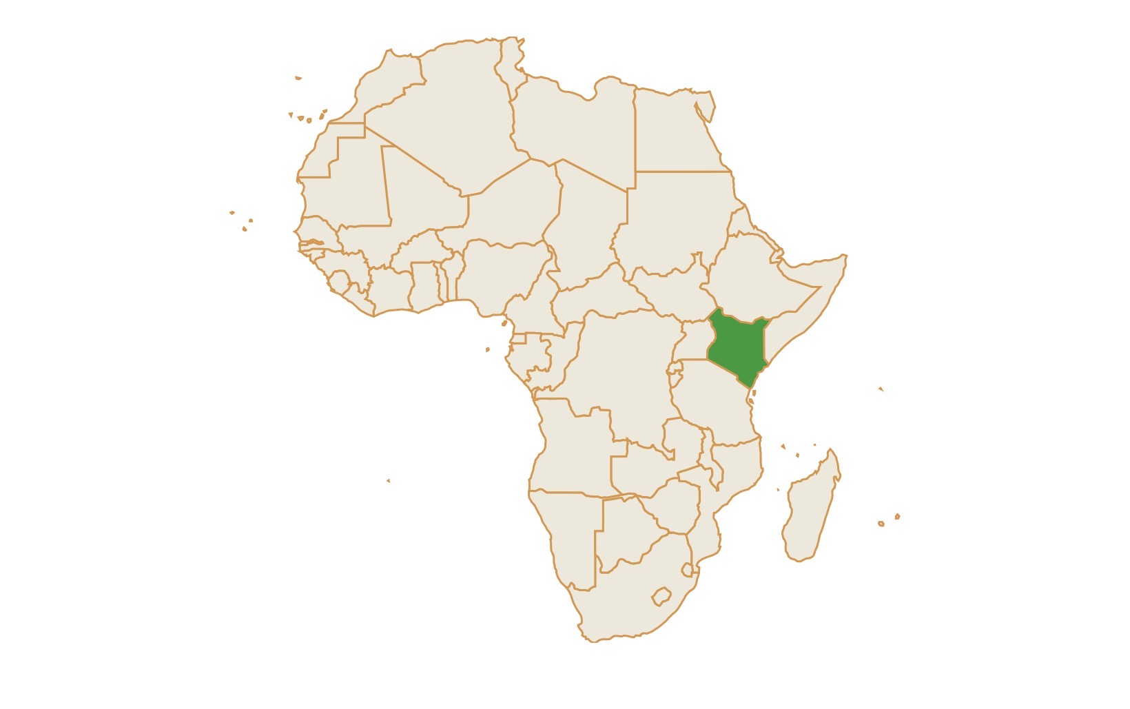 Map of Kenya in Africa