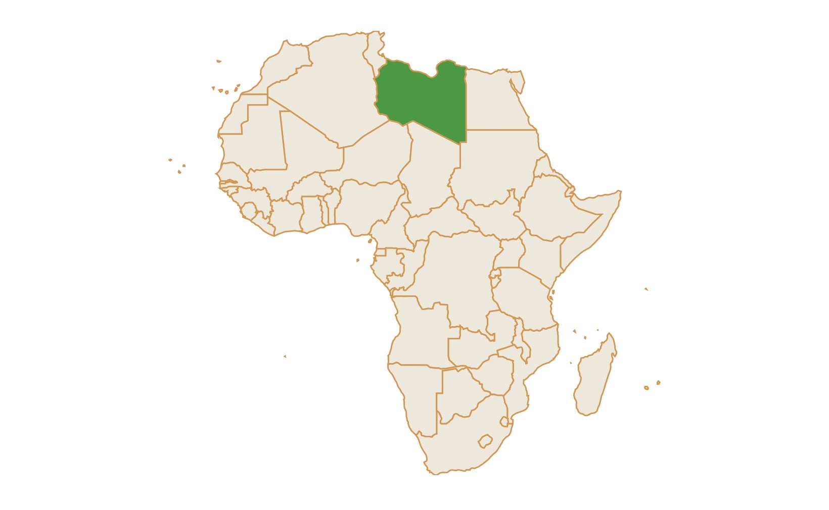 Map of Libya in Africa
