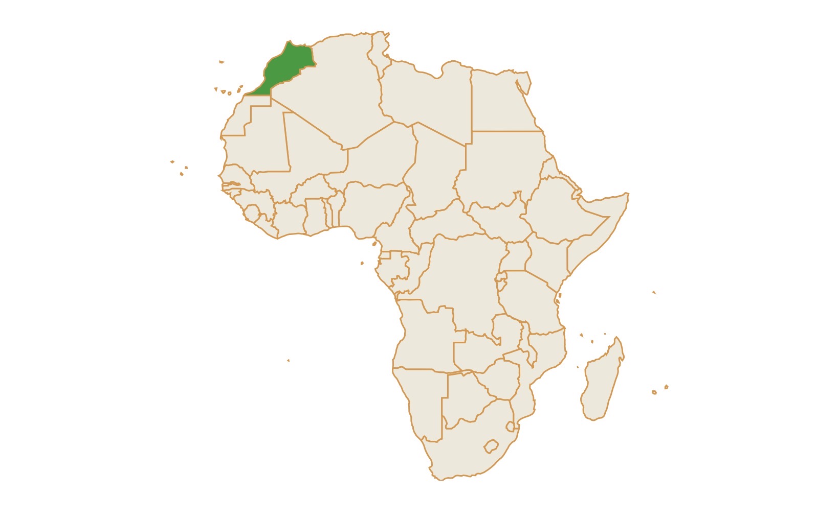 Map of Morocco in Africa