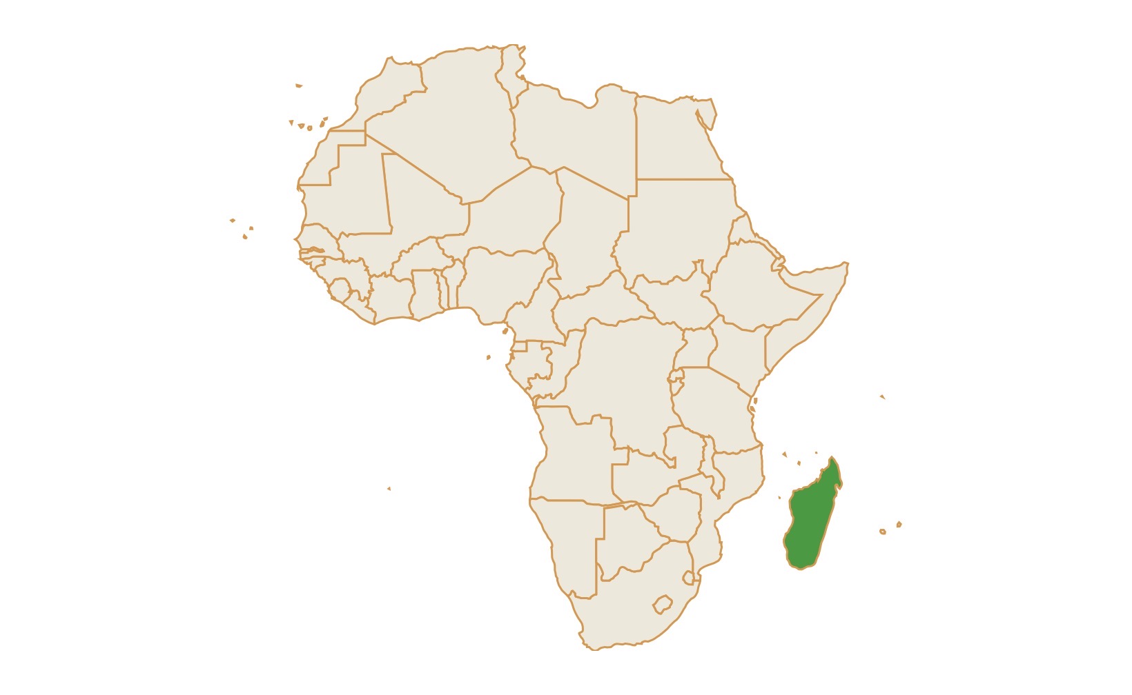 Map of Madagascar in Africa