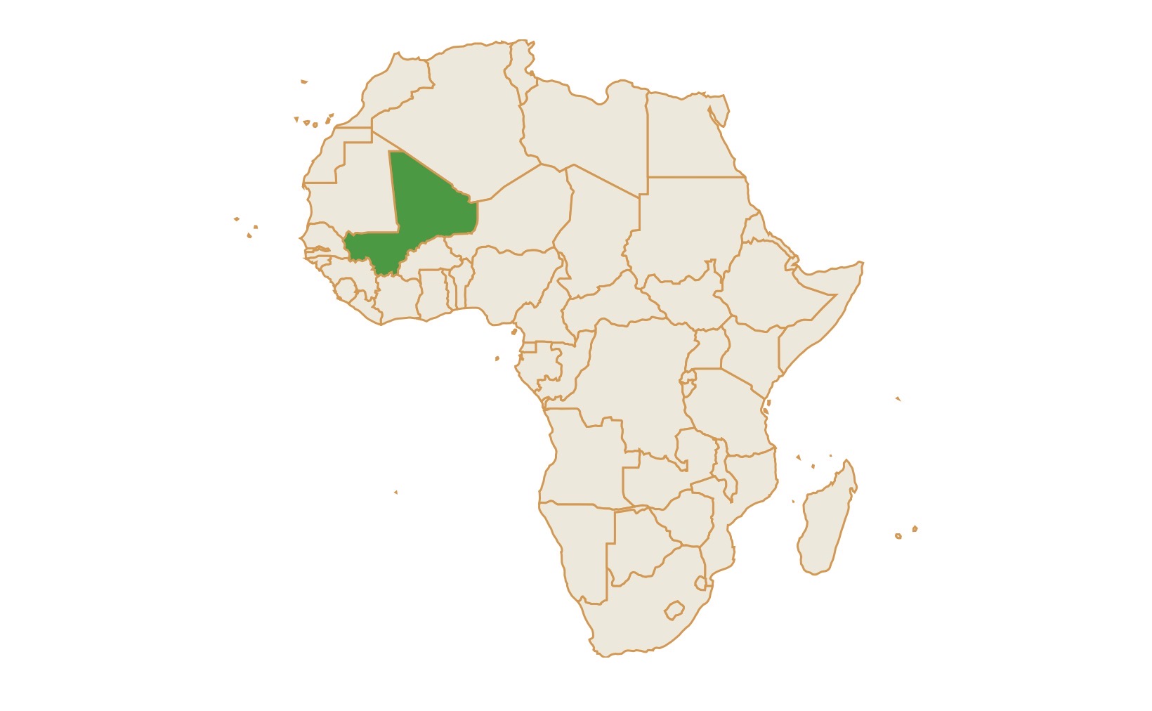 Map of Mali in Africa