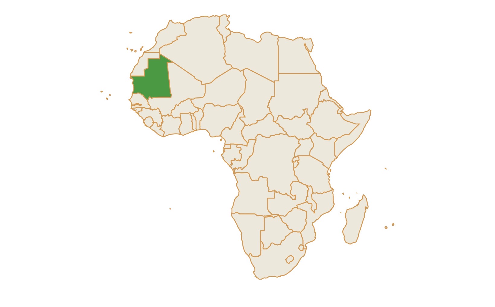 Map of Mauritania in Africa