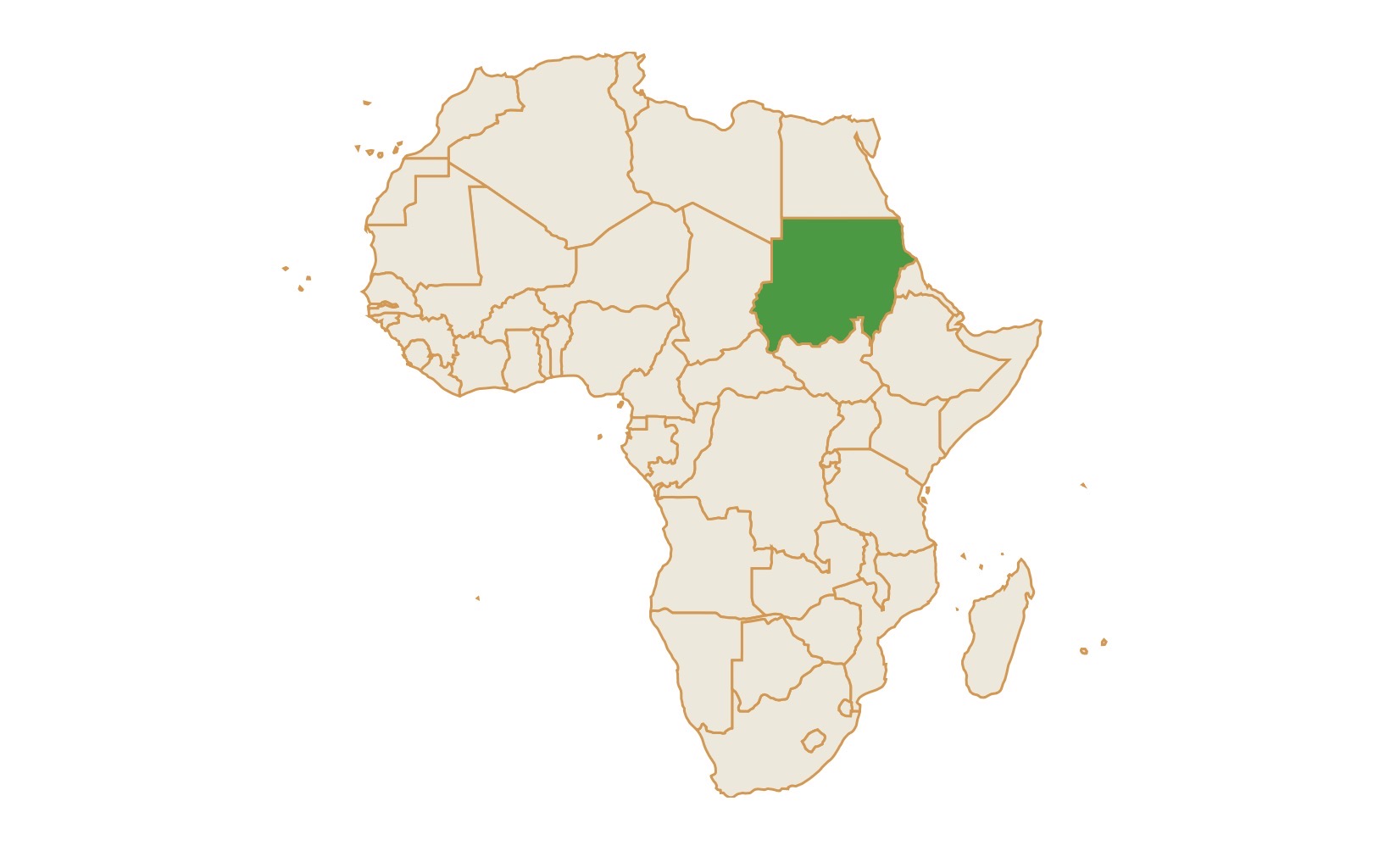 Map of Sudan in Africa