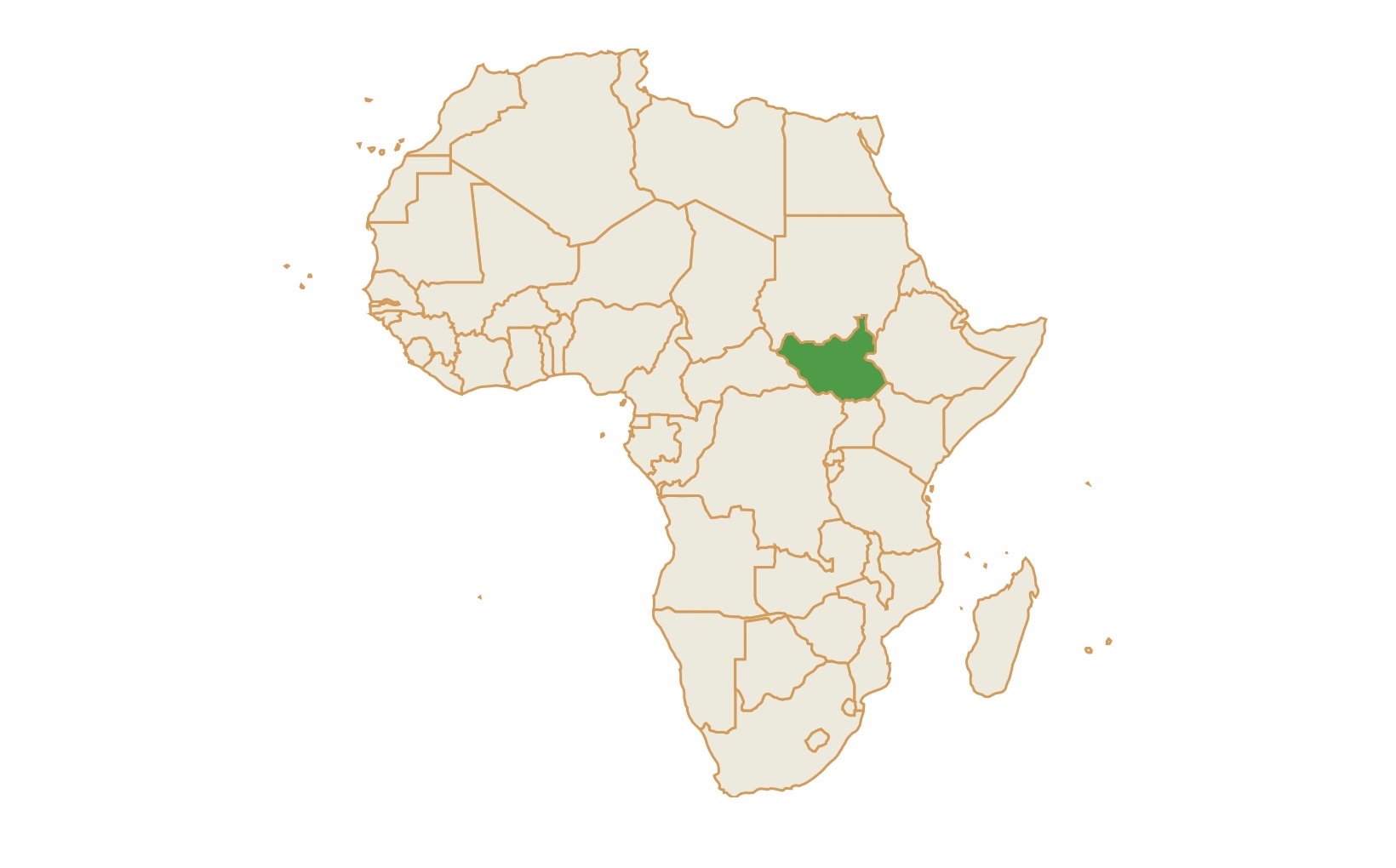 Map of South Sudan in Africa