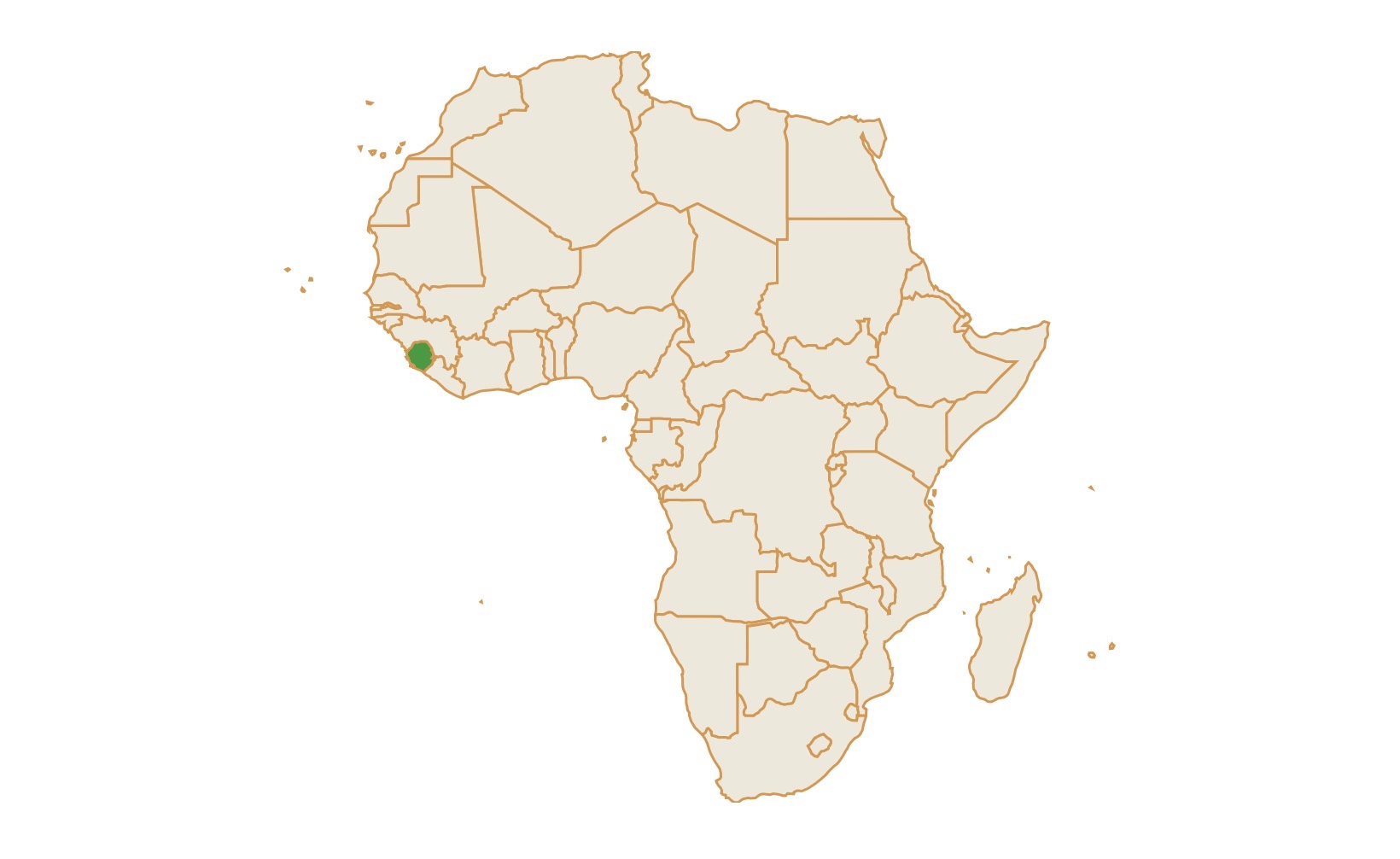 Map of Sierra Leone in Africa