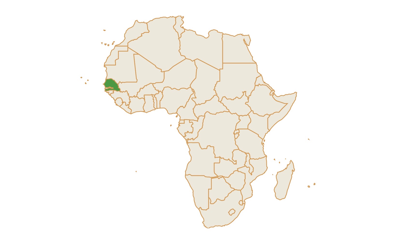 Map of Senegal in Africa