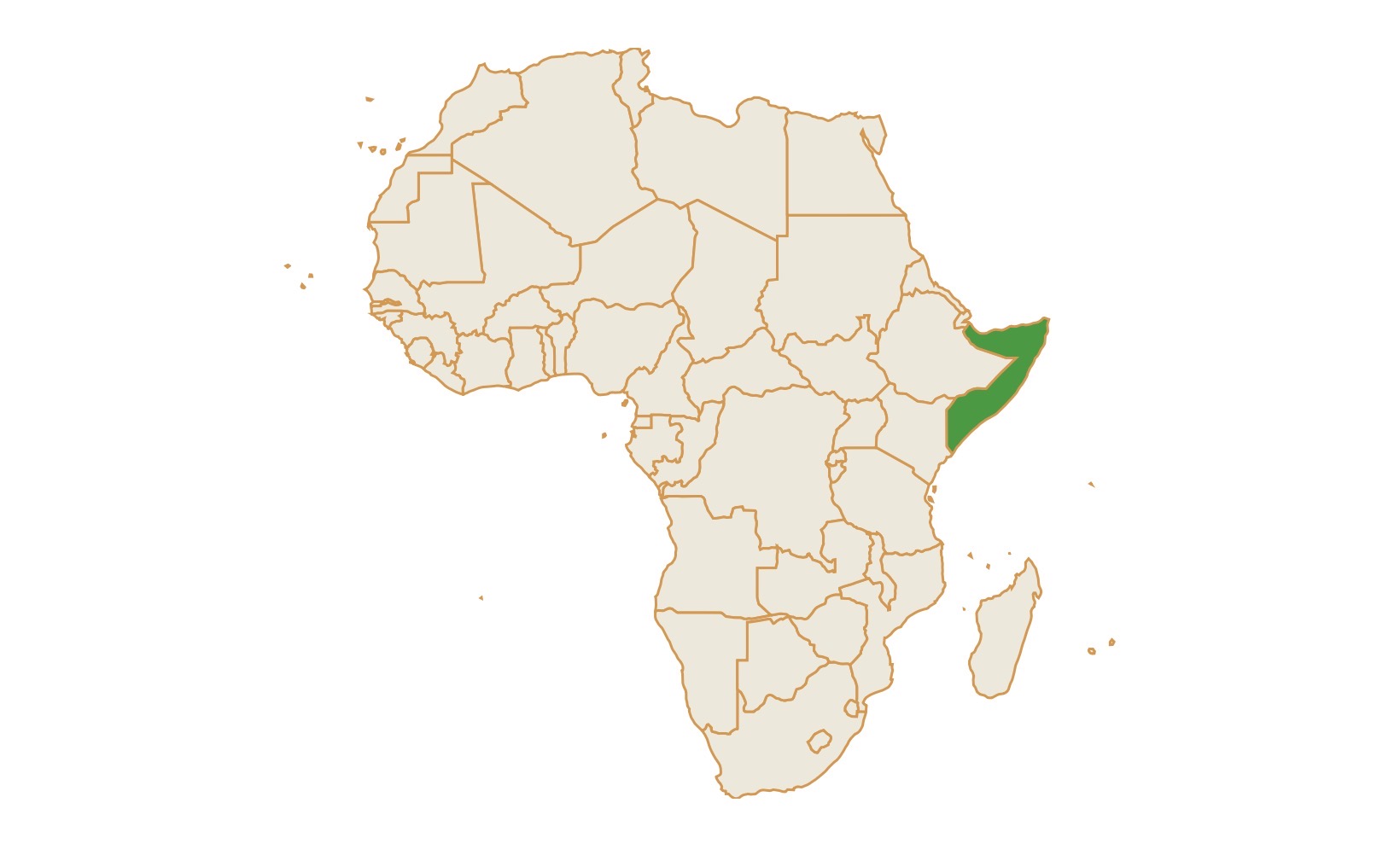 Map of Somalia in Africa