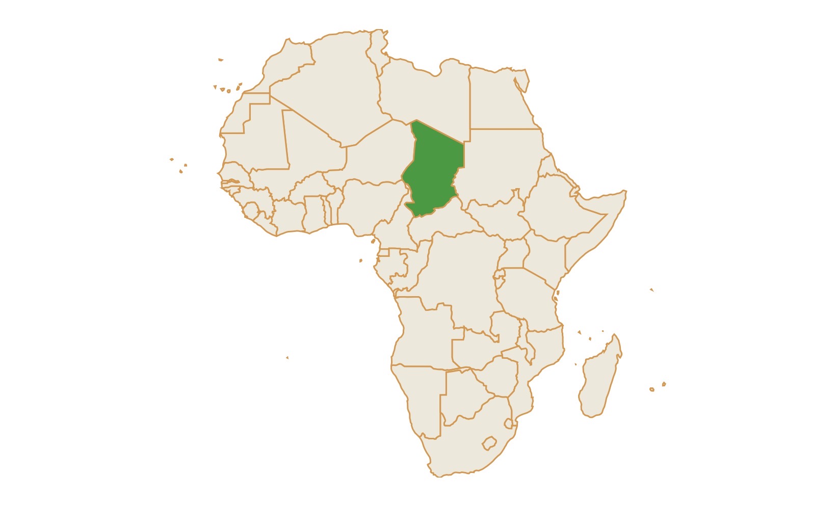 Map of Chad in Africa