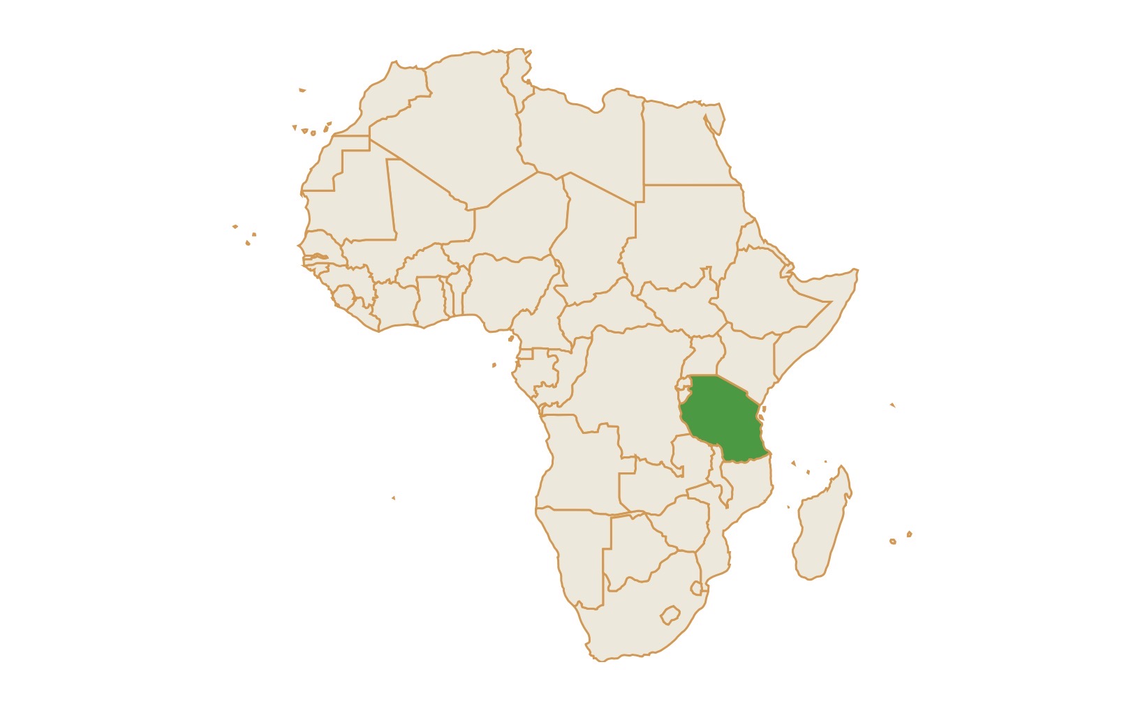 Map of Tanzania in Africa
