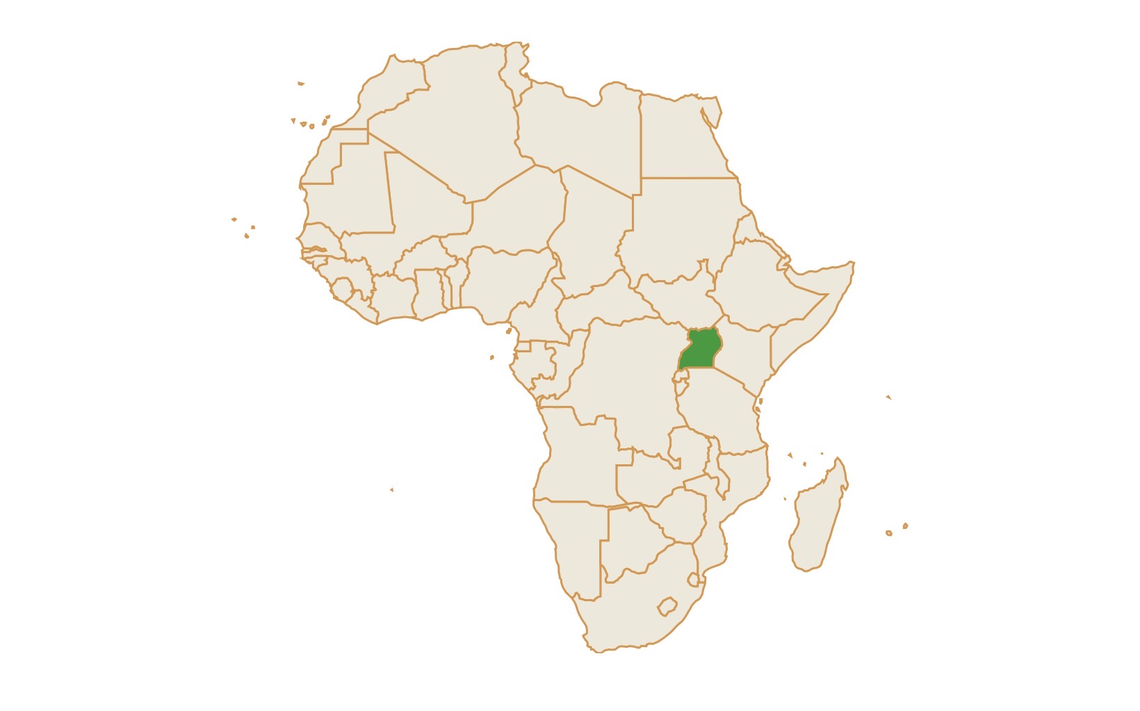 Map of Uganda in Africa