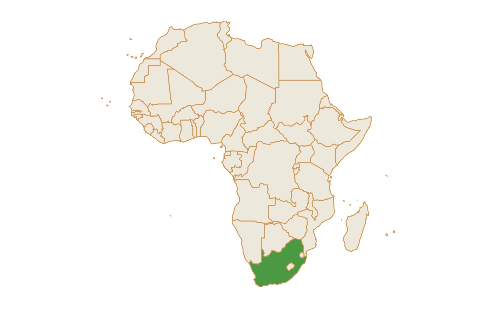 Map of South Africa in Africa