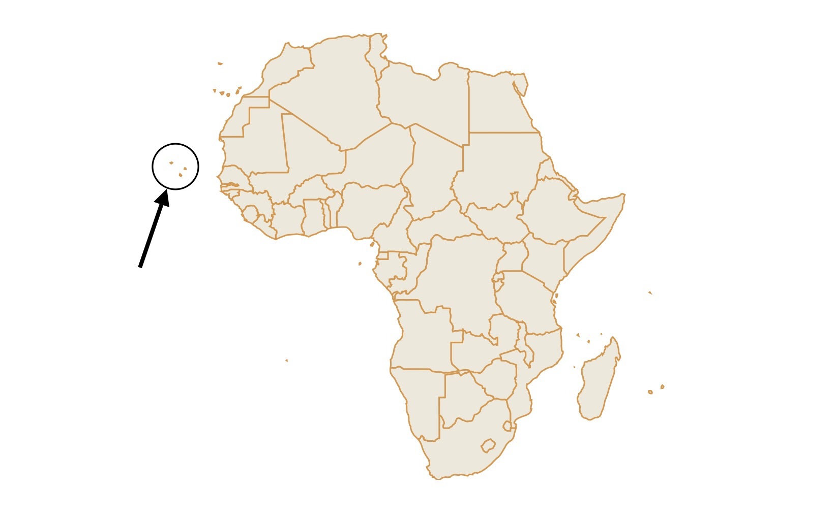Map of Cabo Verde in Africa