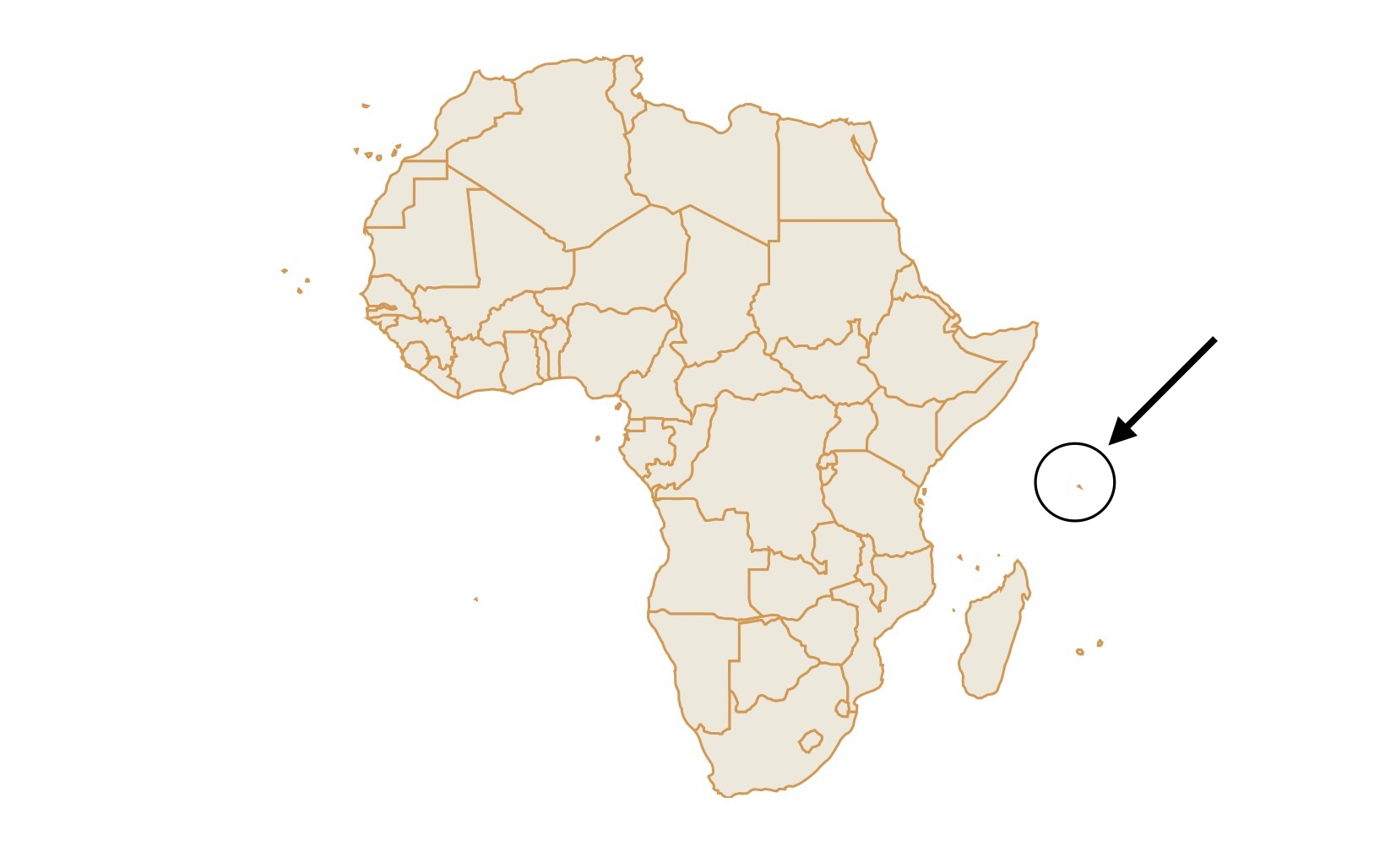 Map of Seychelles in Africa