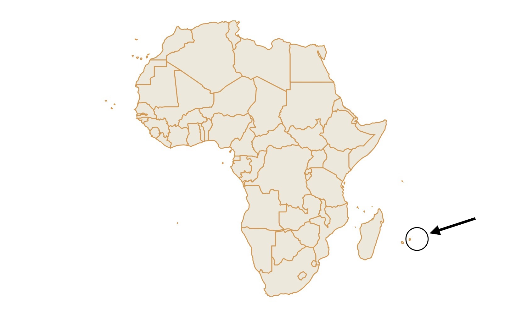 Map of Mauritius in Africa