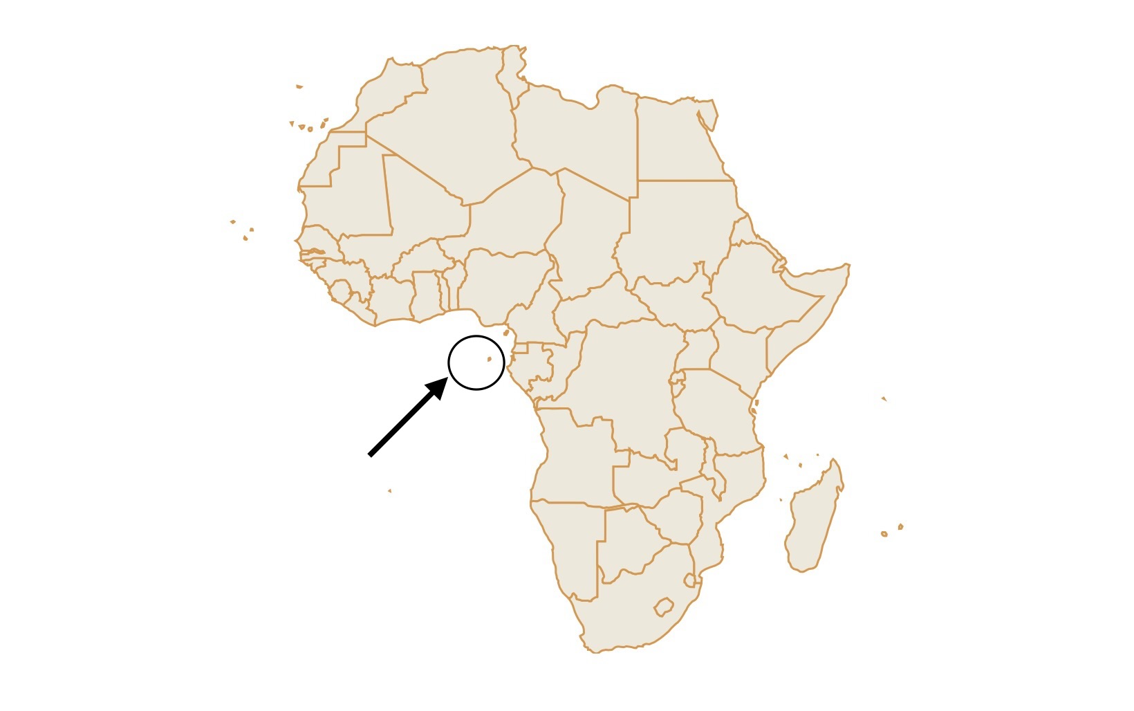 Map of Sao Tome and Principe in Africa